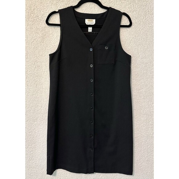 Talbots Women's Sleeveless Button Front‎ Dress Black Size 4 Pocket Accent - Picture 1 of 9
